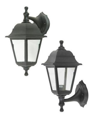 Farol A Muro Updown Sintético Negro Ip44 E27