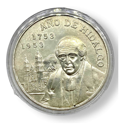 Moneda De Plata Hidalgo 1953 De 5 Pesos L720 27.5 Gr Encapsu
