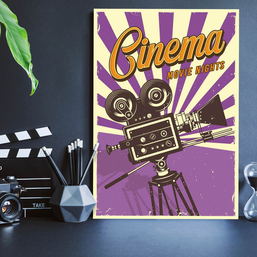 Imagem 2 de 2 de Placa Decorativa Vintage Cinema 20x30cm