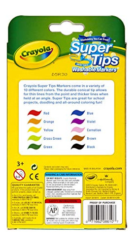 Crayola Washable Super Tips Fine Line Marker Conjunto 10 Q7