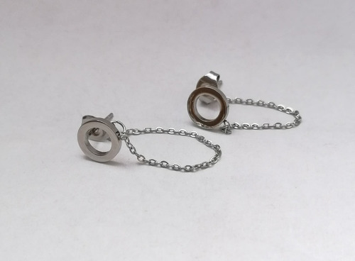 Imagen 3 de 3 de Aretes Mujer Acero Inoxidable Redondos Modernos Moda