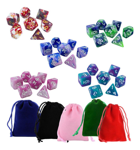 35 Dados Poliédricos Con Bolsas De Almacenamiento, Juguete
