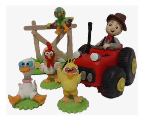 La Granja De Zenón (con Tractor) Adorno De Torta Porcelanaf