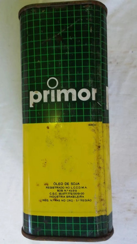 Lata Antiga Óleo De Soja Primor Samrig Vazia - 900 Ml -a A50 (Usado)