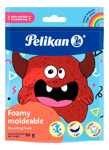 Foamy  Rojo Moldeable Pelikan, Sobre 50 Gramos