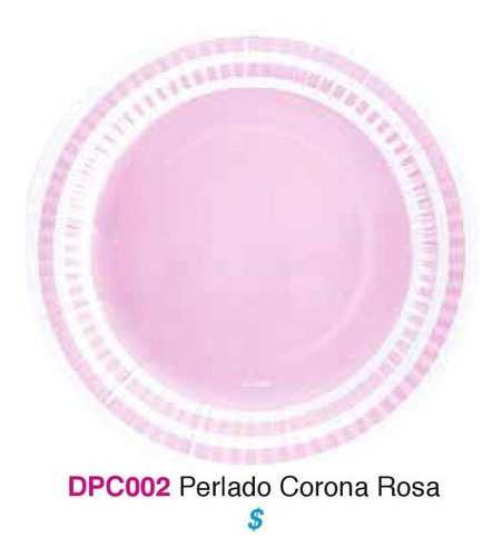 Plato Polipapel 17cm Perlado Corona Rosa X6 Unidades