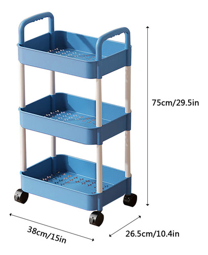 X Carrito De Almacenamiento Rodante De 3 Niveles Con Ruedas