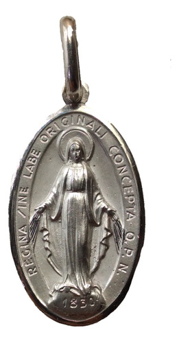 Medalla Plata 925 Virgen Milagrosa #1249 Bautizo Comunión