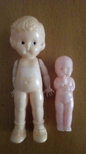Par Muñecos Plástico Antiguos 60s Hechos Usa