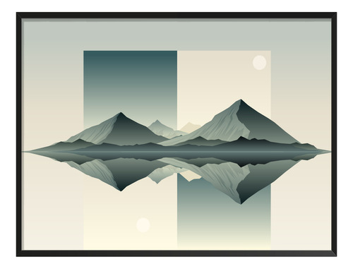 Cuadro Dia Noche Opuesto Minimalista Vector Cuarto C/ Marco