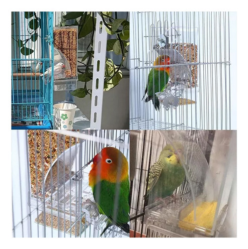 Comedero Automático Para Jaulas De Pájaros Acrílica 600g Blanco