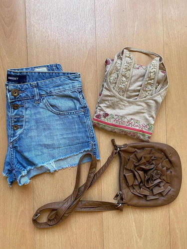 Lote Ropa Mujer Sweet -talle 36 S (short+remera+cartera)