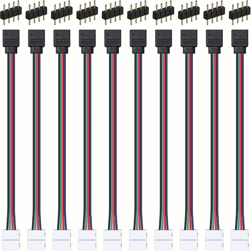 20 Pzs Conector Broche Con Cable 4 Pines Macho Tiras Led Rgb