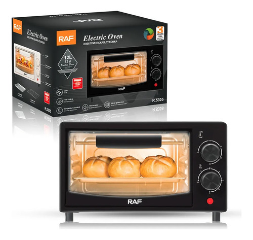 Horno De Mesa Eléctrico Raf R.5305b 12l Negro 220v