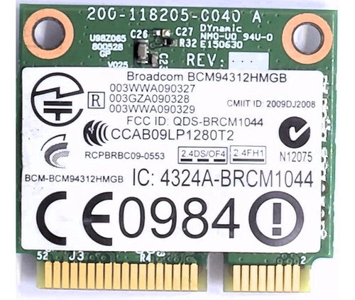 Tarjeta Wifi Mini Pci-e Broadcom Bcm94312hmgb 802.11b/g/n