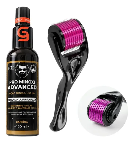 Kit Pro Minoxi Advanced 120ml + Derma Roller Barba e Cabelo