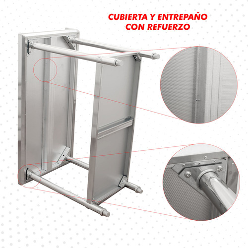 Mesa Con 14 Insertos 1/4 Incluye Tapas Transparente Mindejal Color Gris