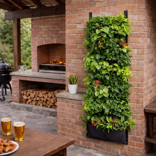 Jardin Vertical Muro Pocket Maceta Tela 7 Bolsillo Pared Geo