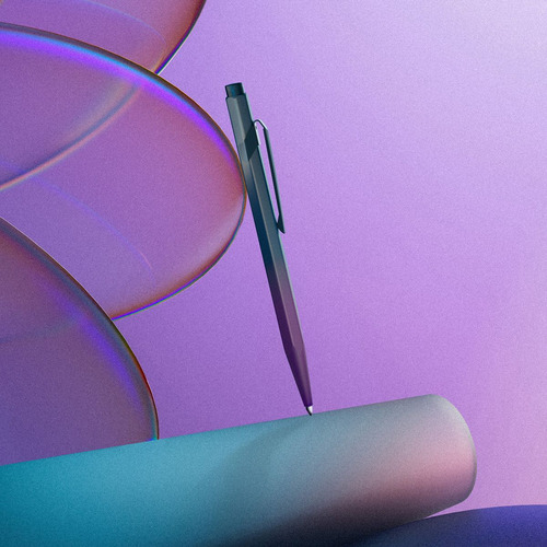 Caneta Esf Caran D'ache 849 Claim Your Style Purple Ocean Tinta Preto Exterior Violeta