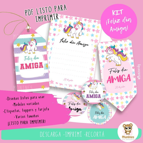 Kit Imprimible Día Del Amigo Tarjetas, Tags, Etiquetas 