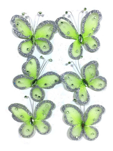 Mariposas 6cm Verde X 36 Unid #30355 Adorno - Sheshu Navidad