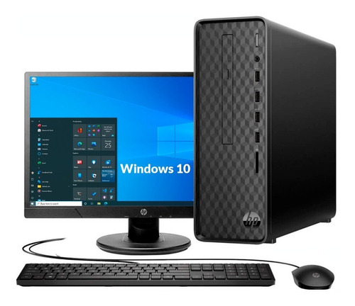 Imagen 1 de 6 de Computador Hp Slim Intel Pentium 8gb 1tb +240 Win10 +monitor