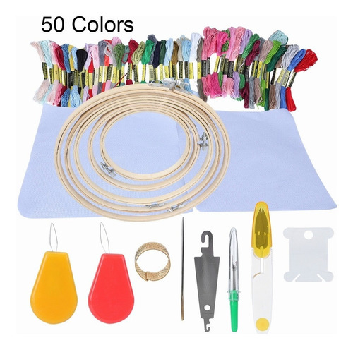 Hilo Bordado Madejas Set Agujas Coser Diy 5 Bambú