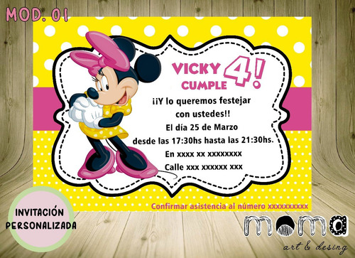 Invitaciones Imprimibles Y Digitales - Minnie Mouse