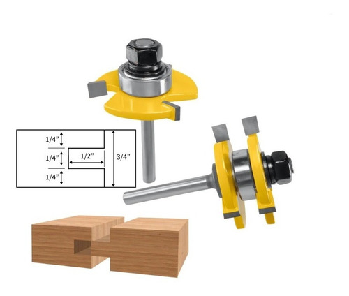 Imagen 1 de 8 de Set 2 Fresas Tupi 6 Mm Para Machihembrado Para Espesor 3/4'