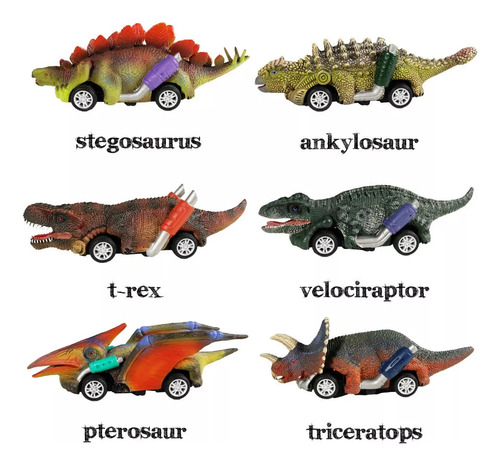 Tracción Retráctil Dinosaur Toys Para 6 Coches