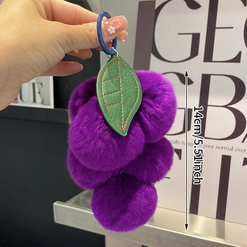 E Llavero Uvas De Peluche Color Morado Oscuro Lila Violeta