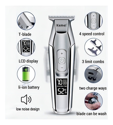 Máquina De Cortar Cabelo Multifuncional Kemei 5027 100v/240v