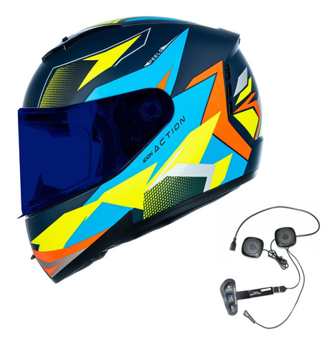 Capacete Masculino Moto Peels Icon Action Azul Smart Trip