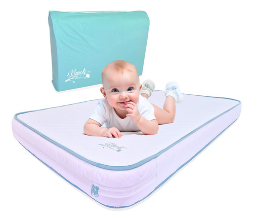 Colchón Para Cuna Corral Kapoli 103 X 77 X 8 Cm Blanco Y Celeste