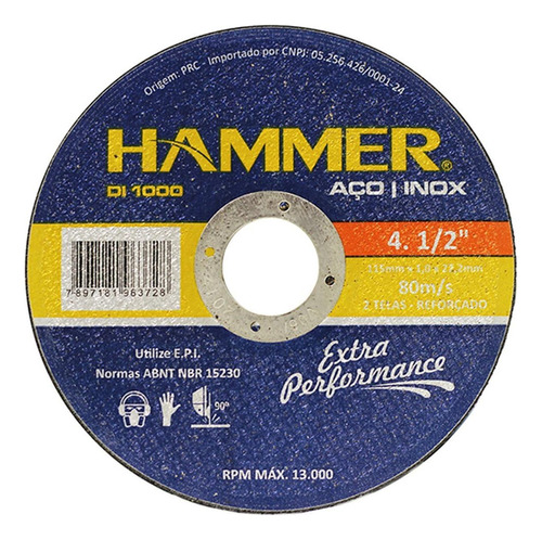 Disco Inox Hammer 4.1/2 X1.0mm Gydi1000
