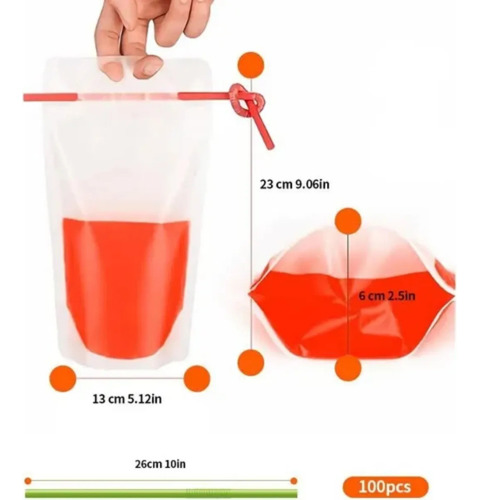 100 Bolsas De Bebidas (con Pajitas)