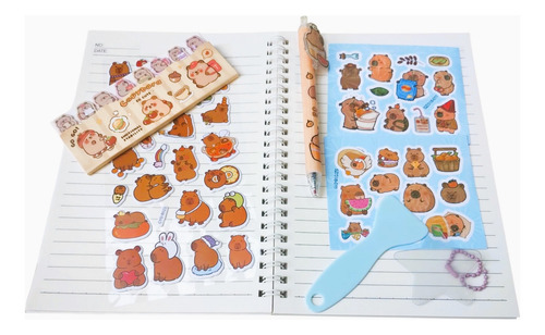 Capybara Box (incl. Caja) Set Papelería: Libreta Stickers...
