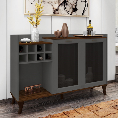 Aparador de buffet Arqueon Palisandro/CZA Régio Mpozenato, color gris