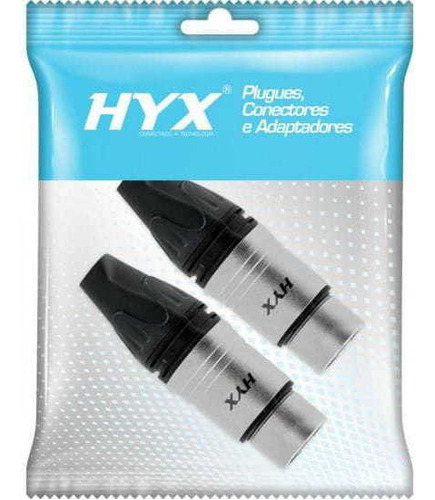 Conector Xlr Fêmea 3 Pólos Niquelado - Hyx (pacote C/ 2 Und)