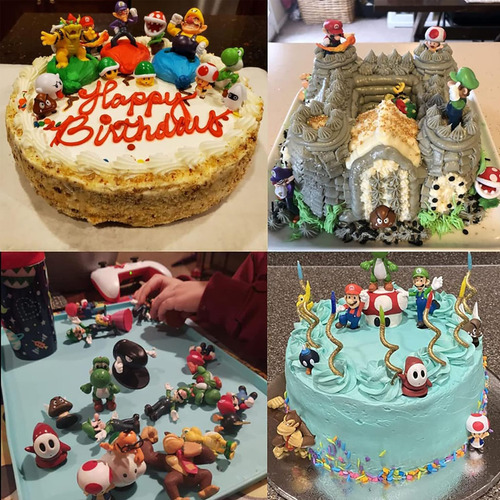 Figura Super Mario Bros, Mario, Yoshi, Peach, Bowser, Toad