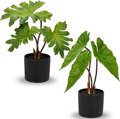 comprar Plantas Falsas Juego De 2 Plantas Artificiales De Alocasia