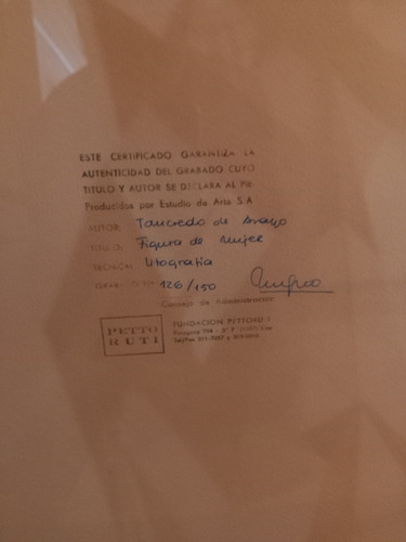 Tancredo De Araujo Fundación Petorutti Litografía Original (Usado)