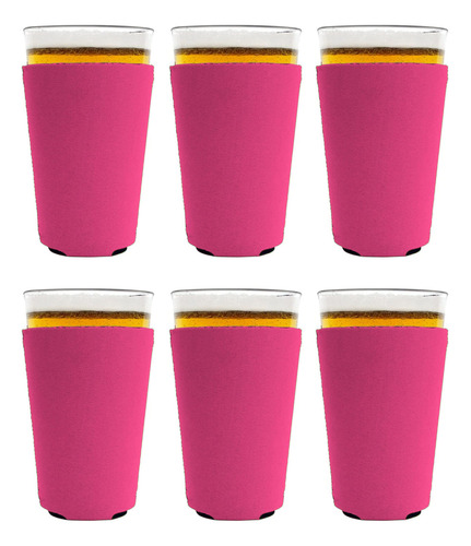 6 Vaso Neopreno Blanco Rosa Neon