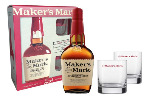 Whisky Makers Mark Con Estuche + 2 Vasos Para Regalo 