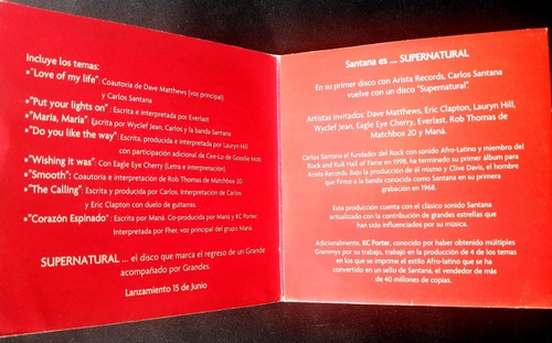 Santana Feat. Rob Thomas - Smooth Cd, Single, Cardboard (Usado)