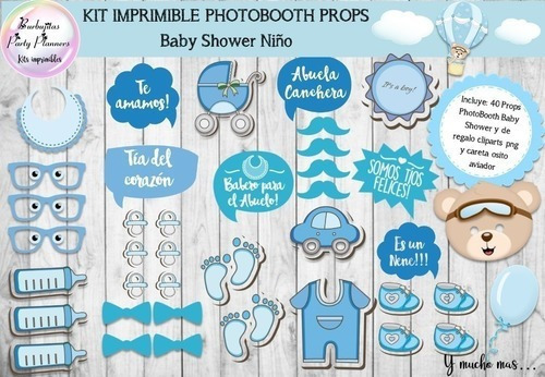 Baby Shower Niño Varon Celeste Photo Booth Props