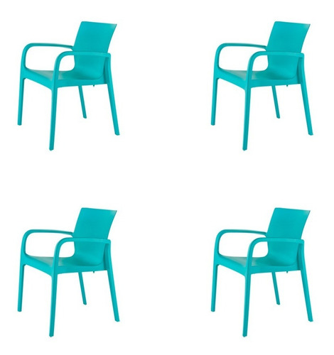 Silla Moderna Para Comedor Terraza De Polipropileno Set De 4 Estructura De La Silla Turquesa