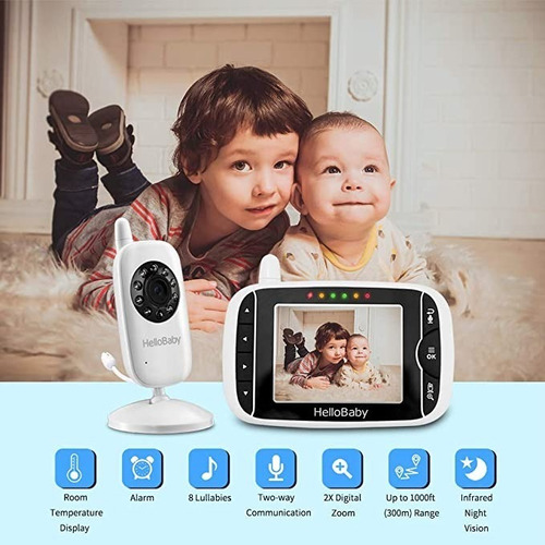 Imagen 5 de 5 de Monitor De Bebé Con Cámara Y Audio Hellobaby Importado