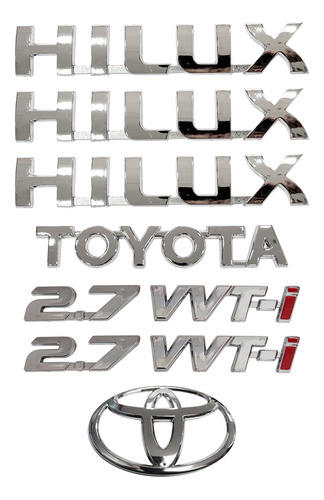 Kit De Emblemas Hilux Toyota 2.7 Vvti (7 Piezas) 