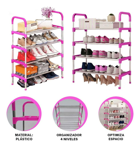 Pack2 Ho29605 Zapatera Multiuso Resistente De 4 Niveles En R
